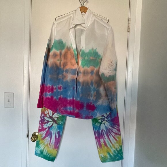 🎨 Custom Tie-Dye “Free Speech” Jeans – Boyfriend Fit – Size 8 – Summer Vibe! - Picture 4 of 6